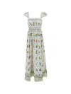 Farm Rio Off-white Tropical Porcelain Organic Cotton Maxi Dress In Multi