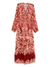 Farm Rio Tropical Tapestry Metallic Dress In Red
