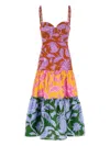 Farm Rio Mixed Tropical Swing Sleeveless Midi Dress In Multi In Multi