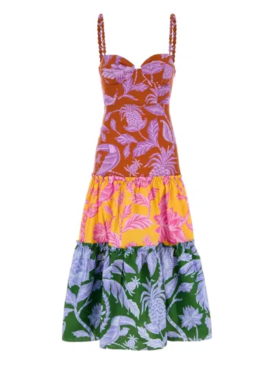 Farm Rio Tropical-print Tiered Midi Dress In Multi