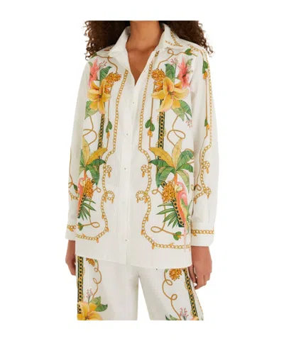 Farm Rio Tropical Royalty Off-white Shirt Long Sleeve