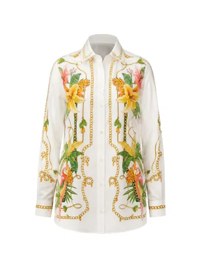 Farm Rio Tropical Royalty-print Long-sleeve Shirt In Multi