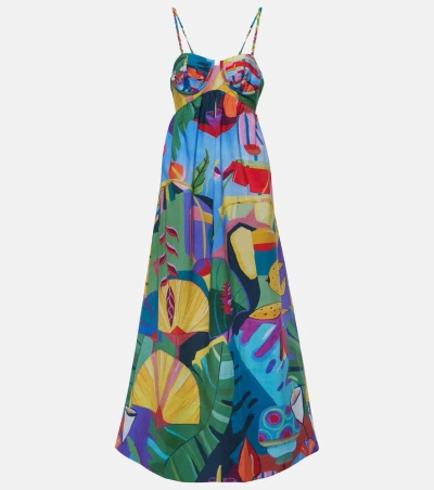 Farm Rio Tropical Scenario Cotton Maxi Dress In Tropical Scenario Multicolor