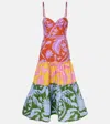 Farm Rio Tropical Swing Mix Belted Cotton Midi Dress In Tropical Swing Mix