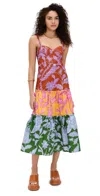 Farm Rio Tropical Swing Mix Belted Cotton Midi Dress In Tropical Swing Mix