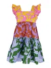 Farm Rio Multicolor Dress With All-over Floral Motif And Ruffled Skirt In Multicolor