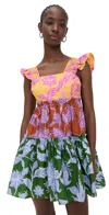 Farm Rio Multicolor Dress With All-over Floral Motif And Ruffled Skirt In Tropical Swing Mix