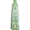 Farm Rio Tropical Tapestry Halter Linen Maxi Sundress