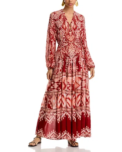 Farm Rio Tropical Tapestry Metallic Dress In Red