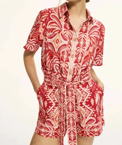 Farm Rio Tropical Tapestry Red Romper