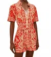 Farm Rio Tropical Tapestry Romper In Red In Multi