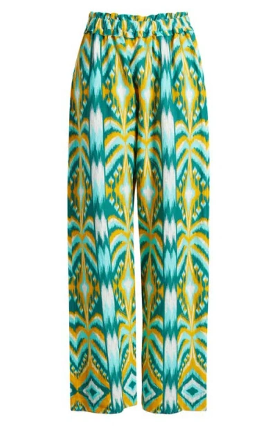 Farm Rio Tropical Tapestry Wide Leg Linen Blend Pants