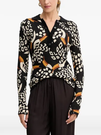 Farm Rio Tucanissimo Polo Sweater In Black