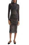 Farm Rio Golden Foliage Long Sleeve Tulle Midi Dress In Multi
