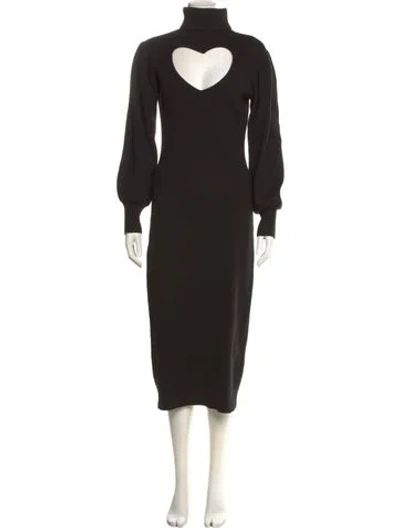 Pre-owned Farm Rio Turtleneck Long Dress In Black