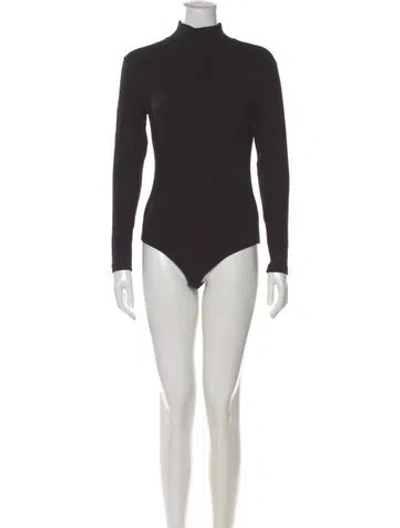 Pre-owned Farm Rio Turtleneck Long Sleeve Bodysuit W/ Tags In Black