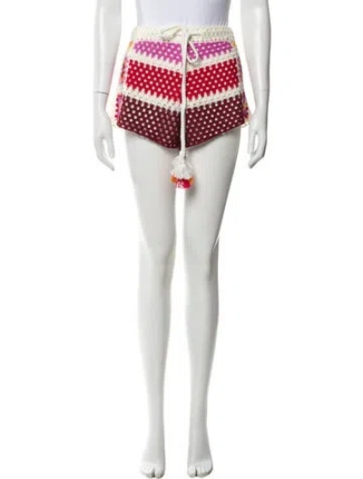 Pre-owned Farm Rio Tweed Pattern Mini Shorts In Red