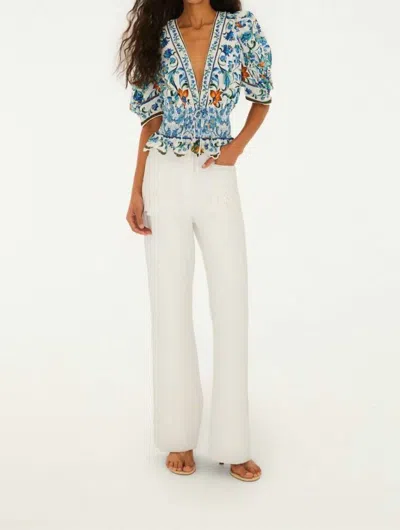Farm Rio Twill Pants Pocket Fringe Pants In White