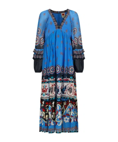 Farm Rio V-neck Dress In Blue