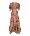 Farm Rio Garden Delight Pink Short Sleeve Maxi Dress In Multi-color