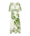Farm Rio Blue Yard Linen-blend Midi Dress In White
