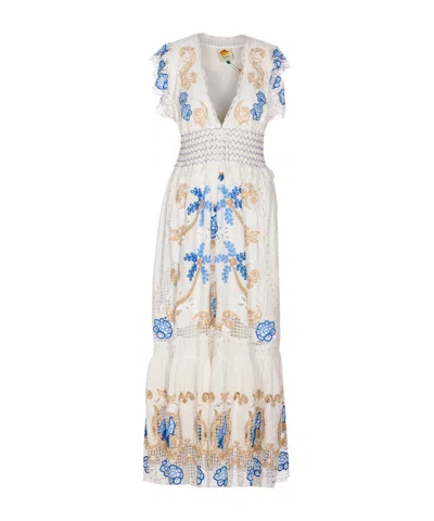Farm Rio Romantic Dress In Beige