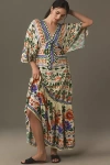 Farm Rio V-neck Kaftan Maxi Dress In Multi