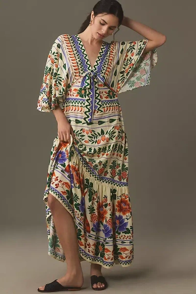 Farm Rio V-neck Kaftan Maxi Dress In Multi