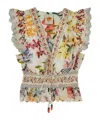 Farm Rio Off-white Greek Garden Smocked Blouse