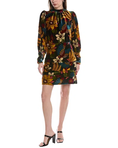 Farm Rio Velvet Mini Dress In Black