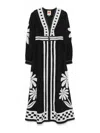 Farm Rio Nature Black Printed Cotton Maxi Dress In Black