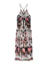 Farm Rio Pleated Sleeveless Midi Dress In Multicolour