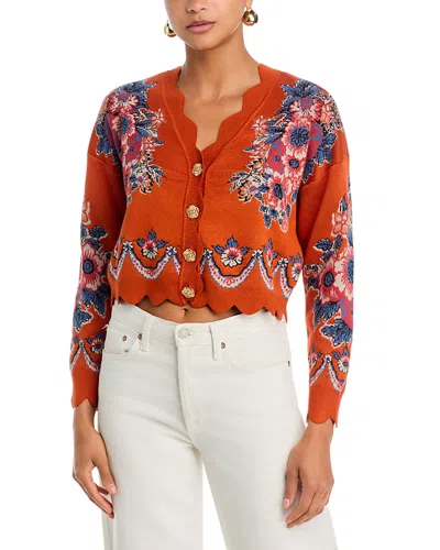 Farm Rio Victorian Floral Knit Cardigan In Multi