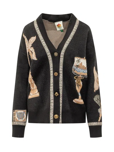 Farm Rio Vintage Knit Cardigan In Black
