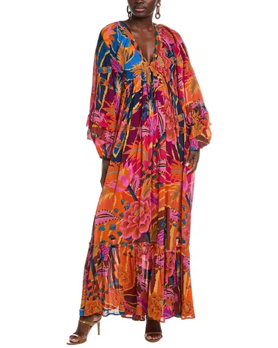 Farm Rio Vintage Wave Long Sleeve Maxi Dress In Multi