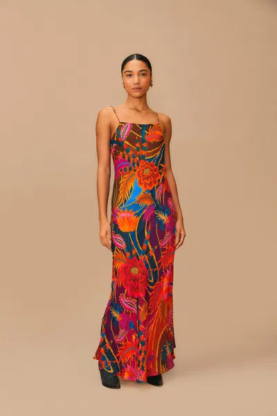 Farm Rio Vintage Wave Multicolor Lenzing Ecovero Viscose Maxi Dress
