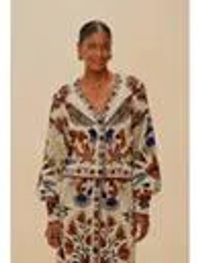 Farm Rio Viscose Blend Cardigan With Perforated Details
