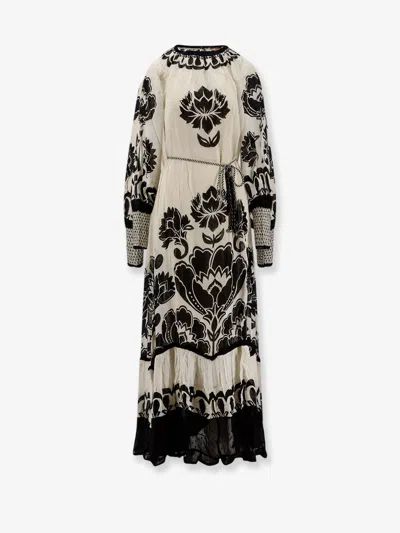 Farm Rio Viscose Dress With Floral Arabesque Motif In Multi