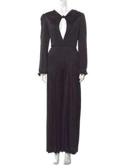 Pre-owned Farm Rio V-neck Jumpsuit In Black