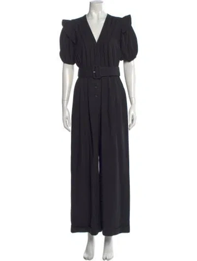 Pre-owned Farm Rio V-neck Jumpsuit In Black