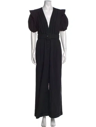 Pre-owned Farm Rio V-neck Jumpsuit In Black