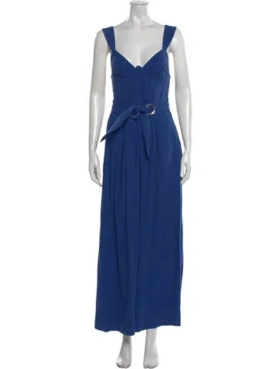 Pre-owned Farm Rio V-neck Jumpsuit In Blue