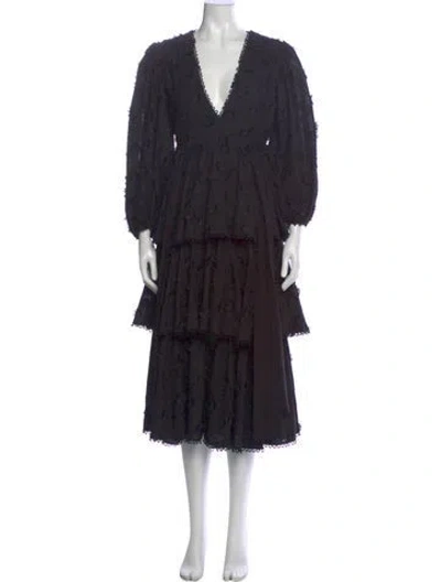 Pre-owned Farm Rio V-neck Long Dress In Black