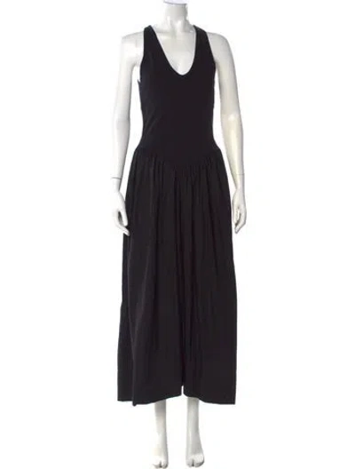 Pre-owned Farm Rio V-neck Long Dress In Black