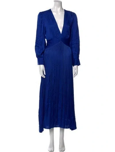 Pre-owned Farm Rio V-neck Long Dress In Blue