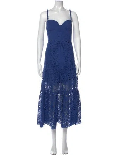Pre-owned Farm Rio V-neck Long Dress In Blue