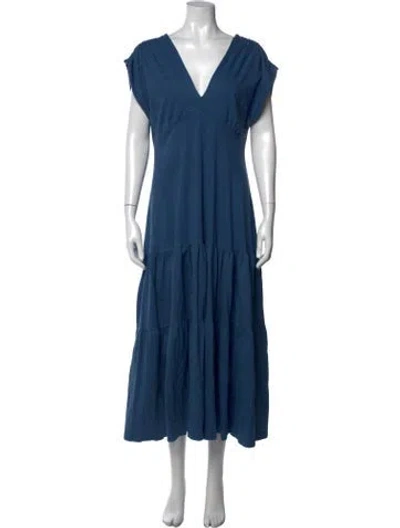 Pre-owned Farm Rio V-neck Long Dress In Blue