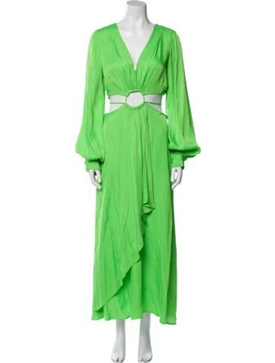 Pre-owned Farm Rio V-neck Long Dress In Green