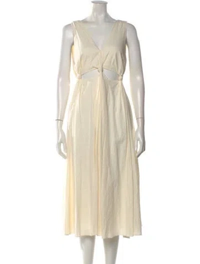 Pre-owned Farm Rio V-neck Long Dress In Neutral