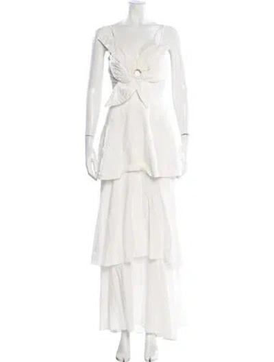 Pre-owned Farm Rio V-neck Long Dress In Neutral